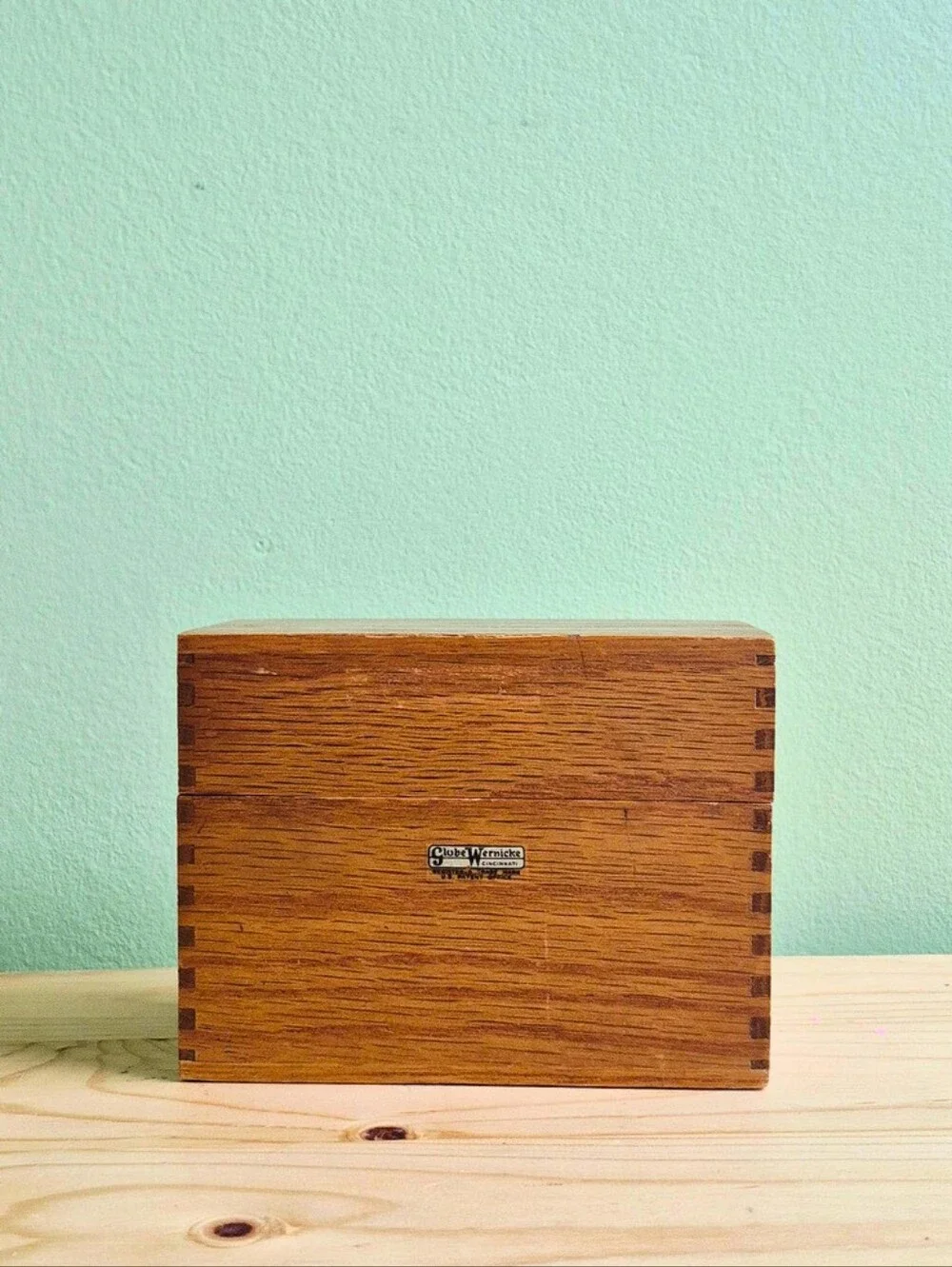 Vintage Globe-Wernicke Solid Oak Dovetail Recipe Box